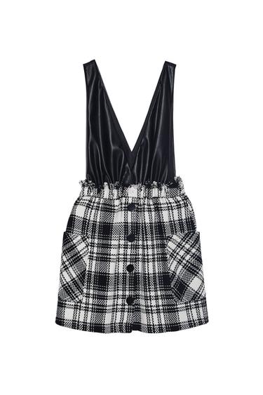 CONTRAST CHECK PINAFORE DRESS
