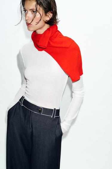 WIDE-LEG TROUSERS WITH CONTRASTING TRIM - Indigo by Zara - Image 2