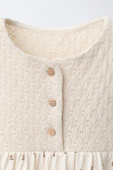 ROBE COMBINÉE À IMPRIMÉ FLEURI - Écru de Zara - Image 2