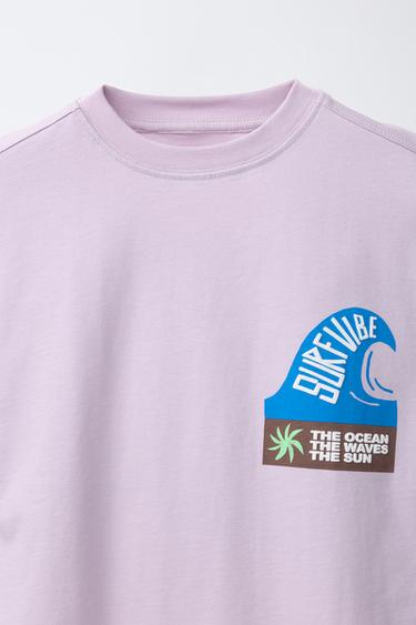 T-SHIRT IMPRIMÉ SURF - Lilas / Blanc de Zara - Image 2