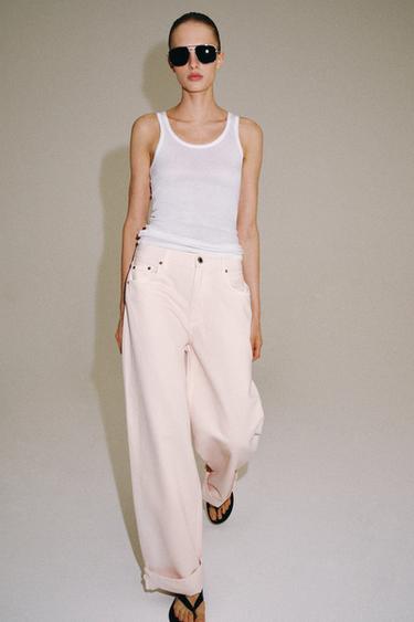ZW COLLECTION MID-WAIST BAGGY JEANS - Pink by Zara