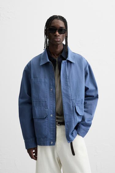 WASHED OVERSHIRT WITH POCKETS - Blue by Zara