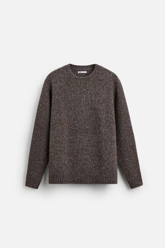FLECKED KNIT STRUCTURED SWEATER Brown marl ZARA Canada