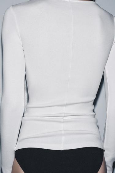 V-NECK T-SHIRT - White by Zara