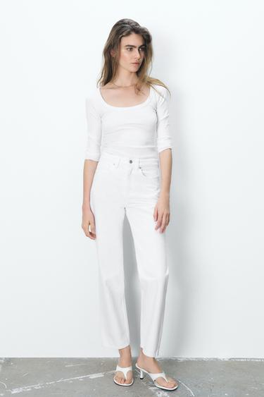 CAMISETA RIB MANGA AMPLA - Branco da Zara