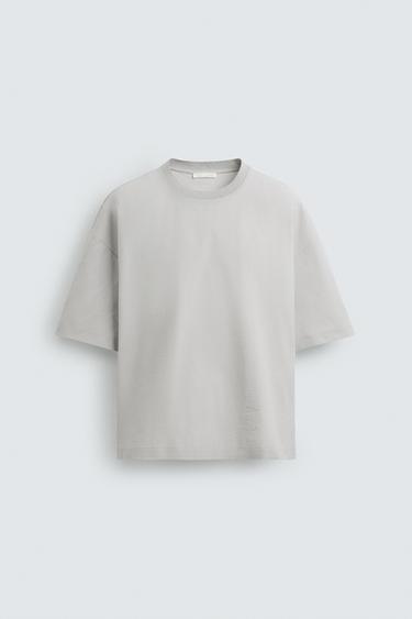 Zara RELAXED FIT TECHNICAL T-SHIRT - Pearl gray