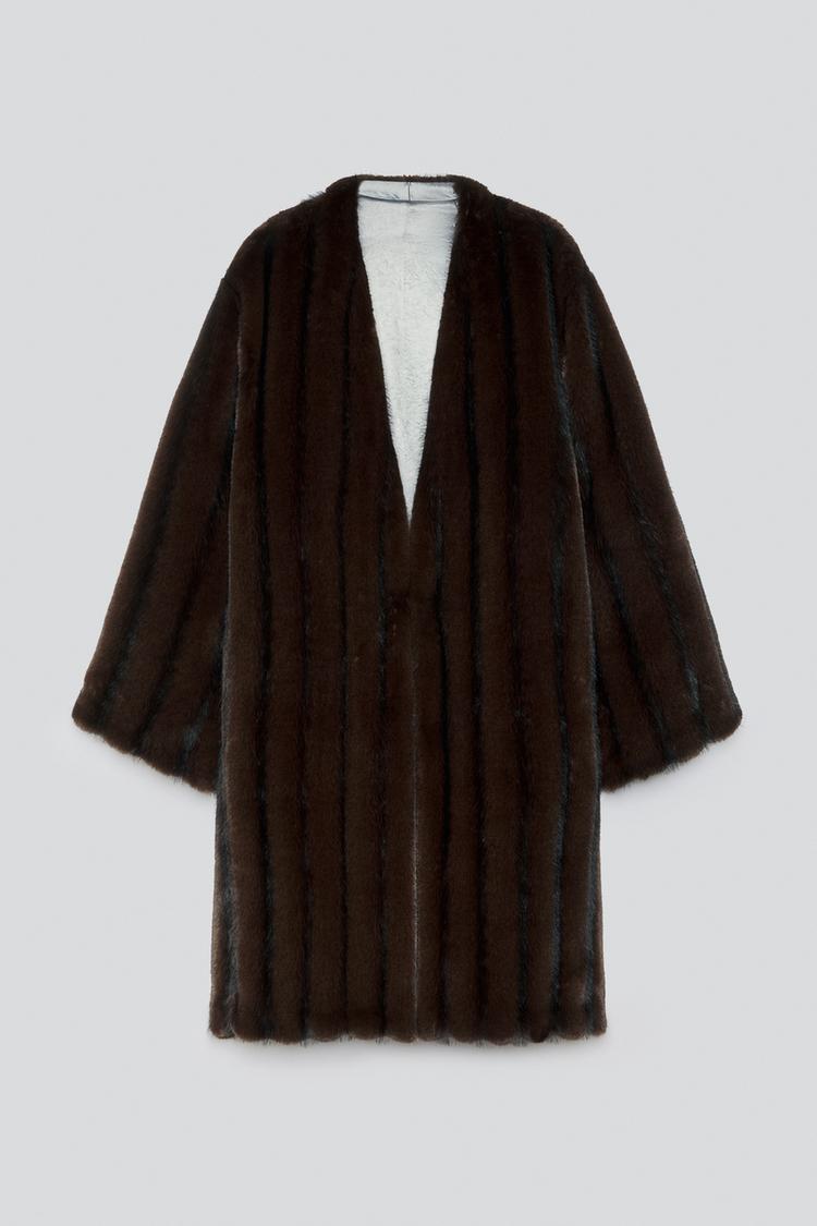 CONTRAST REVERSIBLE FAUX FUR COAT