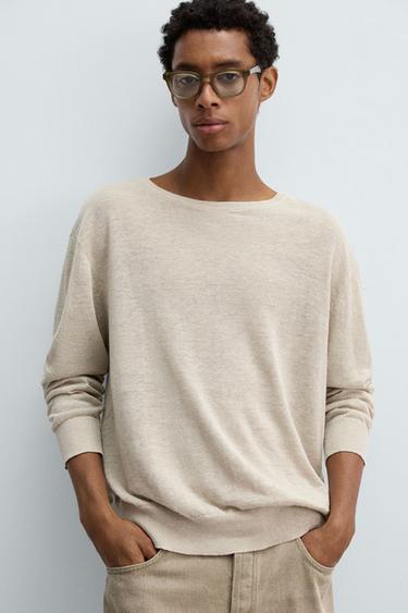 PULL LÉGER EN LIN - Beige chiné de Zara - Image 4