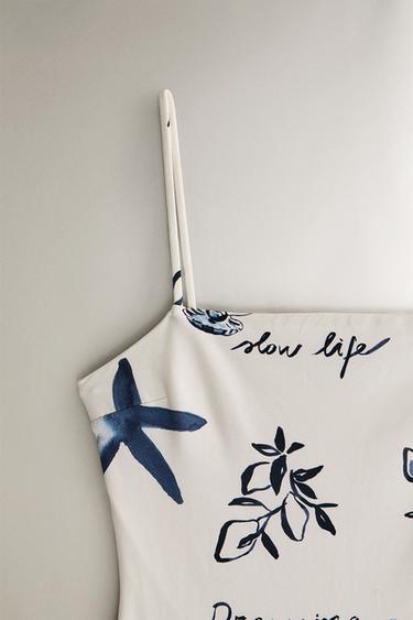 PRINTED BEACH SWIMSUIT - Ecru by Zara - Image 1