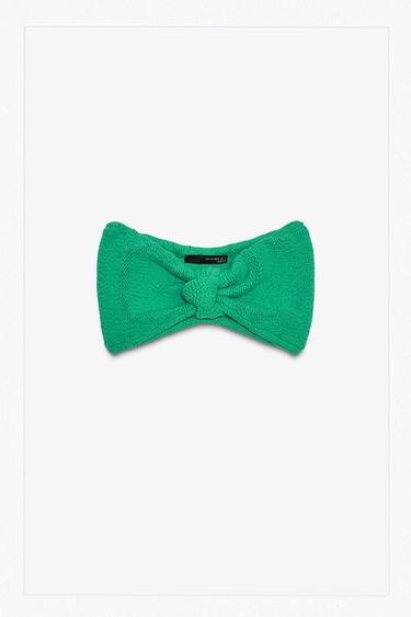 TEXTURED BIKINI TOP - Green by Zara