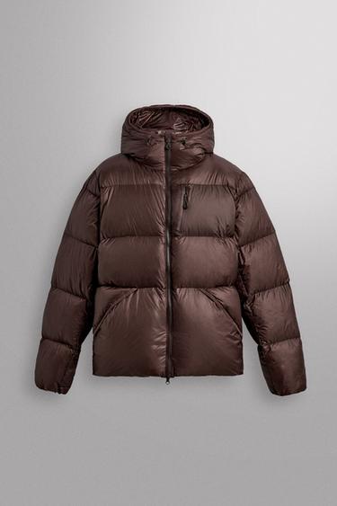 100% FEATHER SKI PUFFER JACKET - Burgundy by Zara
