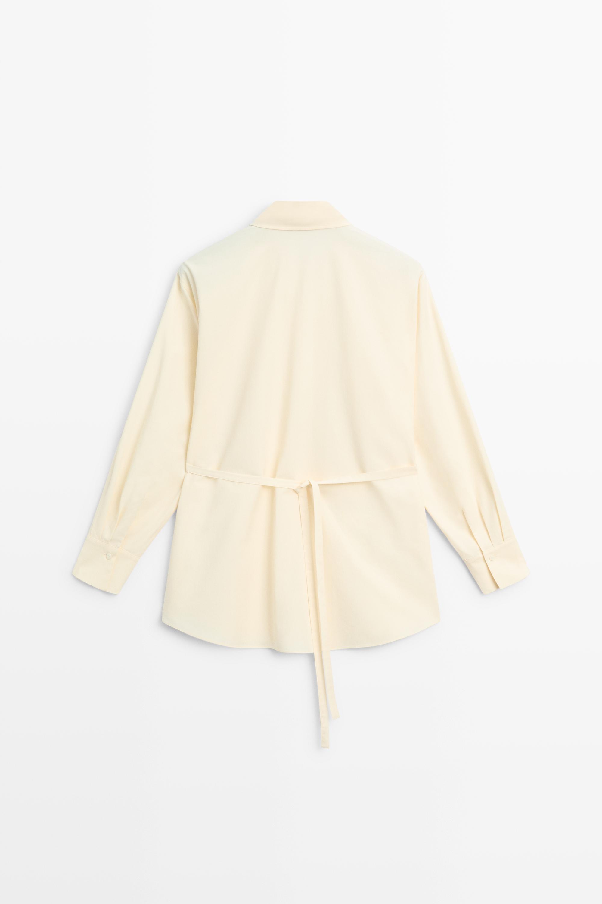 Chemise fluide, détail ceinture en coton et daim