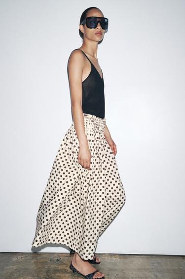 JUPE MIDI À POIS ZW COLLECTION - Écru de Zara - Image 4