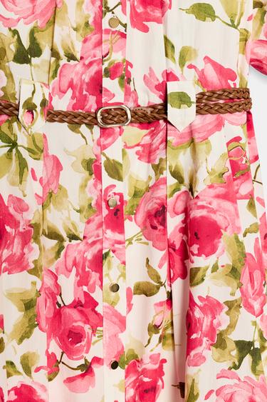 FLORAL PRINT MIDI DRESS WITH BELT - Multicoloured by Zara - Image 9