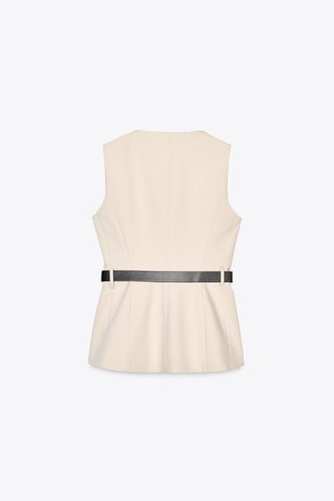 LONG WAISTCOAT WITH BELT - Sand by Zara - Image 7