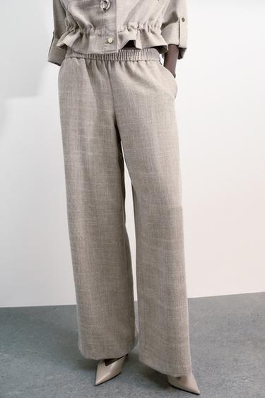 PANTALON LARGE JASPÉ - Sable / Chiné de Zara - Image 3