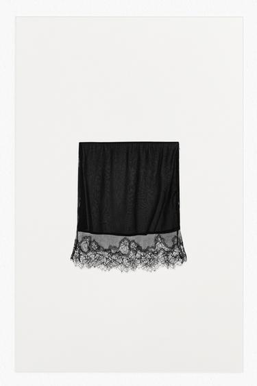 LACE PLEATED SKIRT - Black by Zara