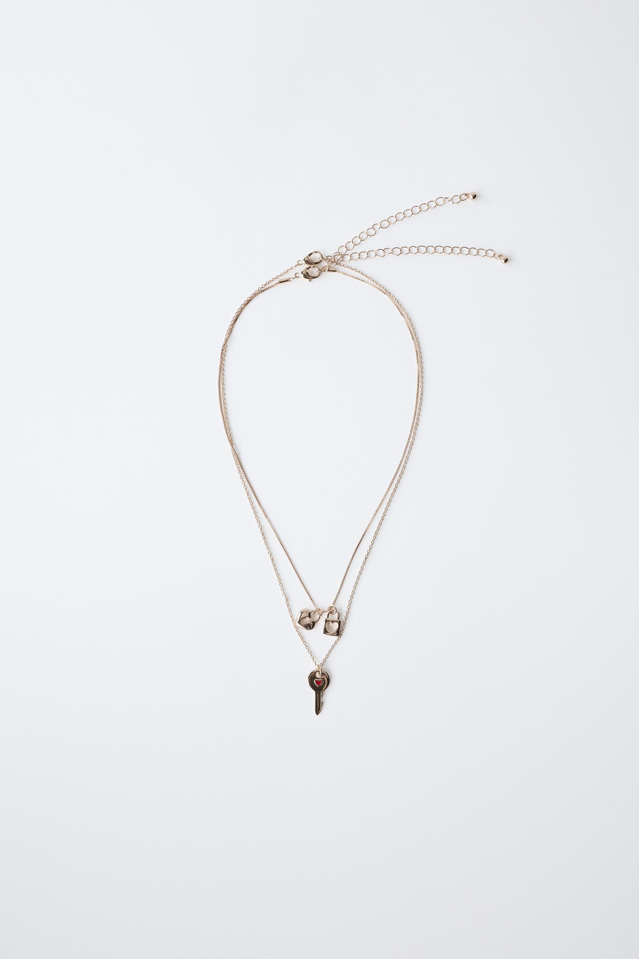 PACK OF TWO KEY AND PADLOCK NECKLACES - Golden | ZARA United States