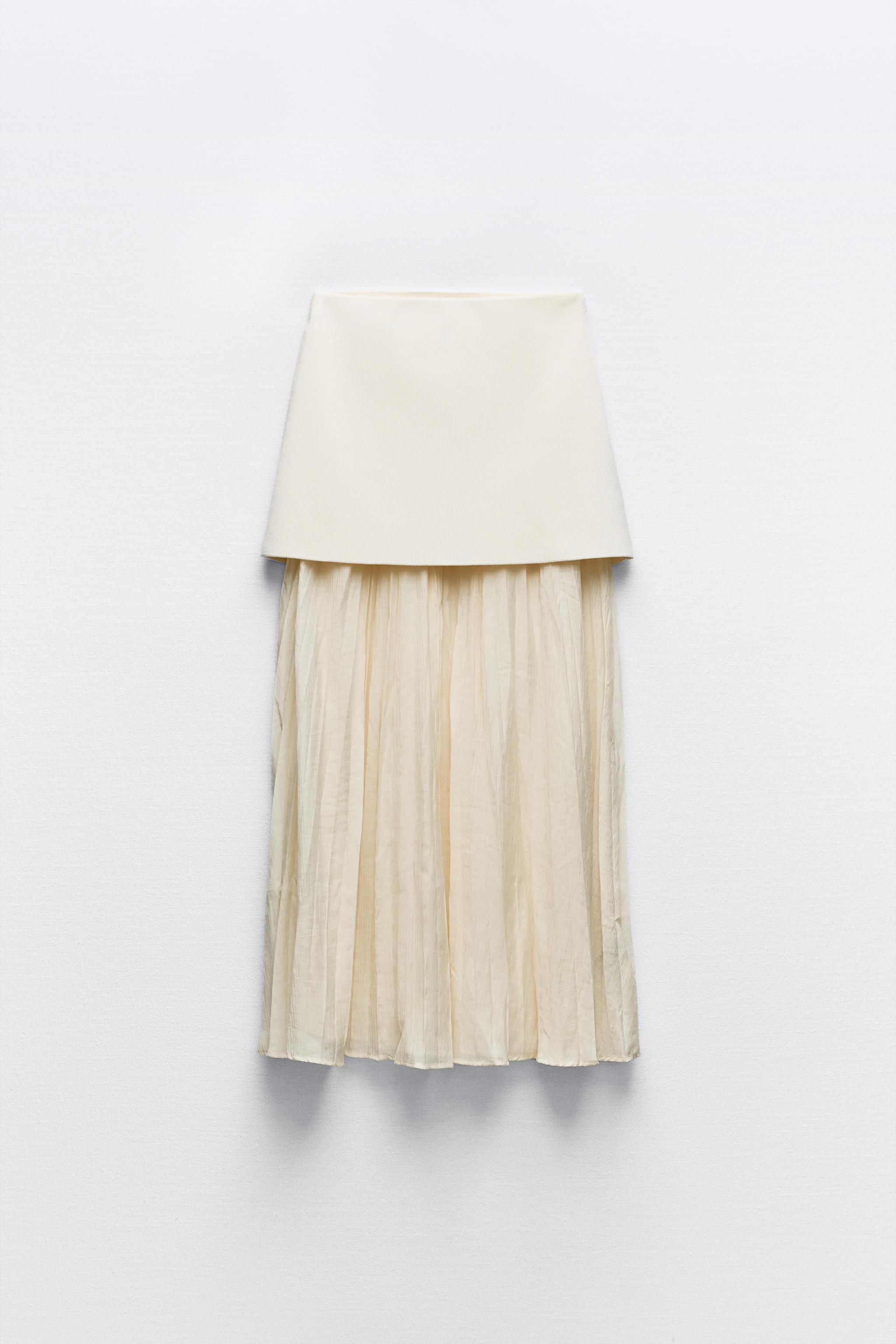 Beige pleated skirt zara hotsell