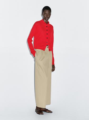 Zara Wool and linen mock turtleneck cardigan - Red - Image 0