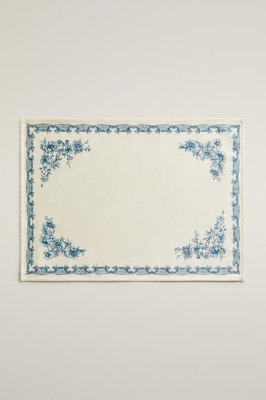 CONJUNTO DE JOGO AMERICANO DE CETIM ESTAMPADO (CONJUNTO DE 2) - Azul da Zara