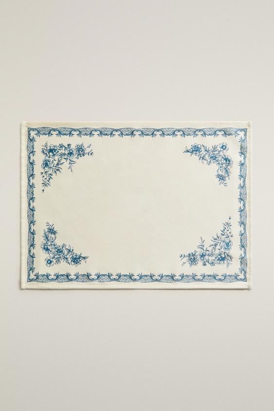 PRINTED SATEEN PLACEMAT - Blue by Zara - Image 0