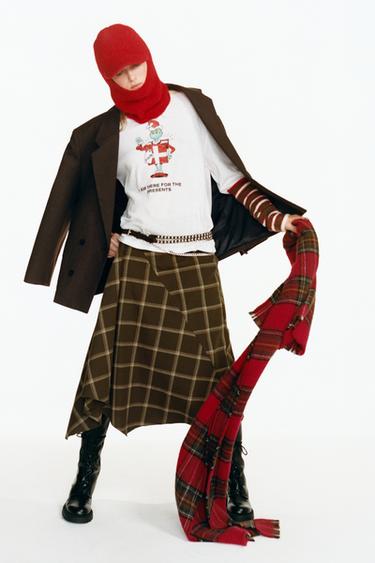 FOULARD À CARREAUX - Rouge de Zara