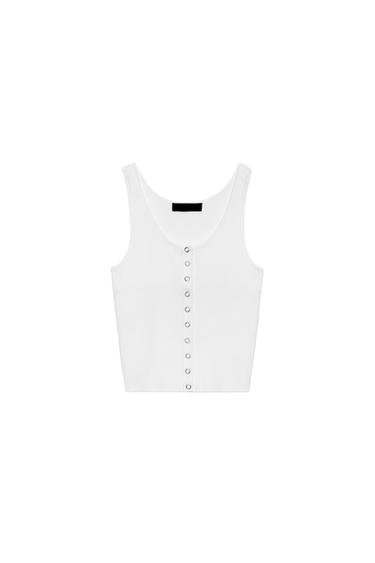 TOP PUNTO RIB - Blanco de Zara