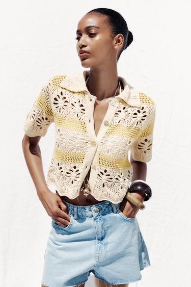 POINTELLE KNIT TOP - Ecru by Zara