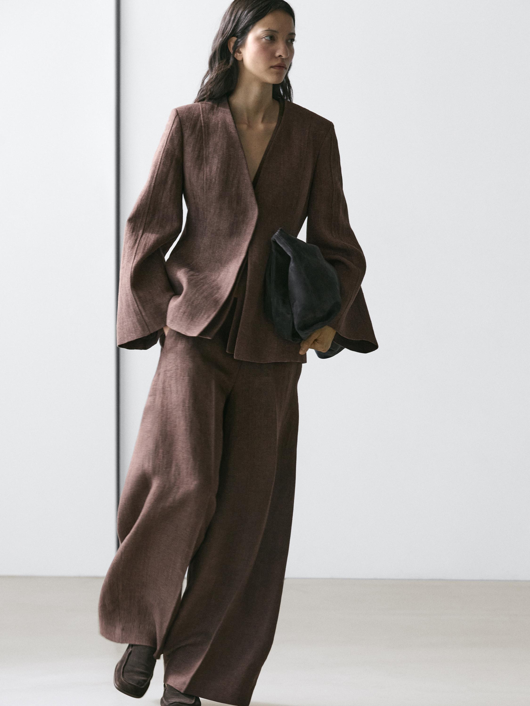 Veste sans revers 100% lin