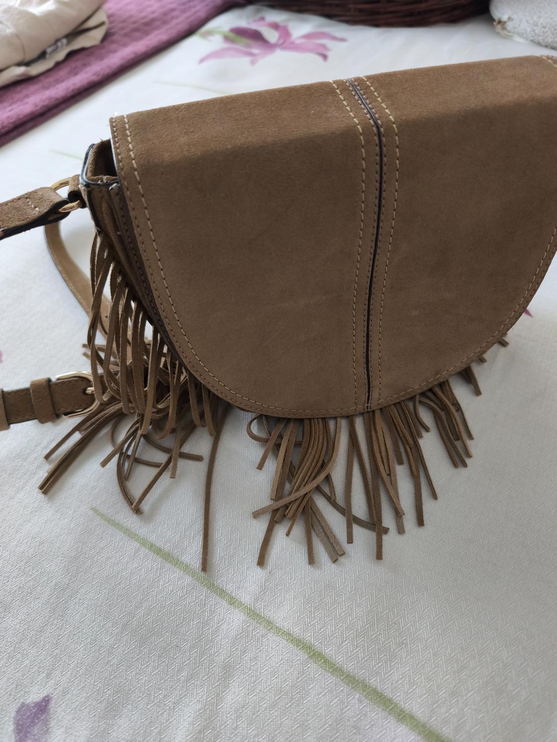 SPLIT SUEDE CROSSBODY BAG WITH FRINGING - Image 3
