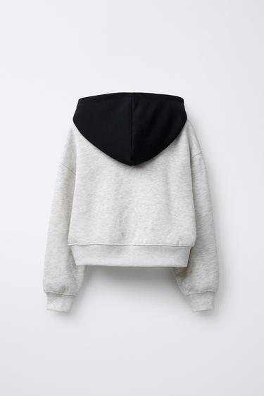 SLOGAN HOODIE WITH FLOCKING - Grey marl by Zara - Image 1
