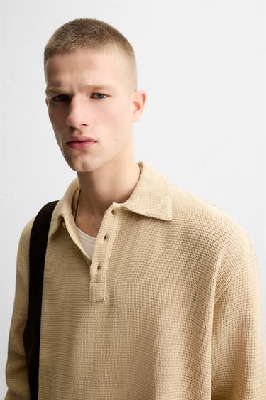 TEXTURED POLO SHIRT - STRAW by Zara