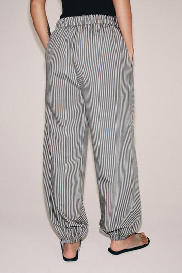 PANTALON BOUFFANT À RAYURES ZW COLLECTION - Marron-Bleu de Zara - Image 2