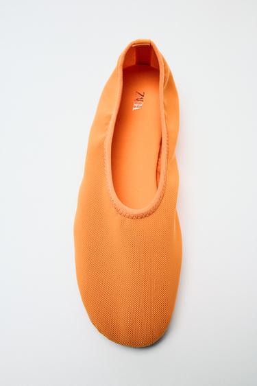 MESH BALLET FLATS - Orange by Zara