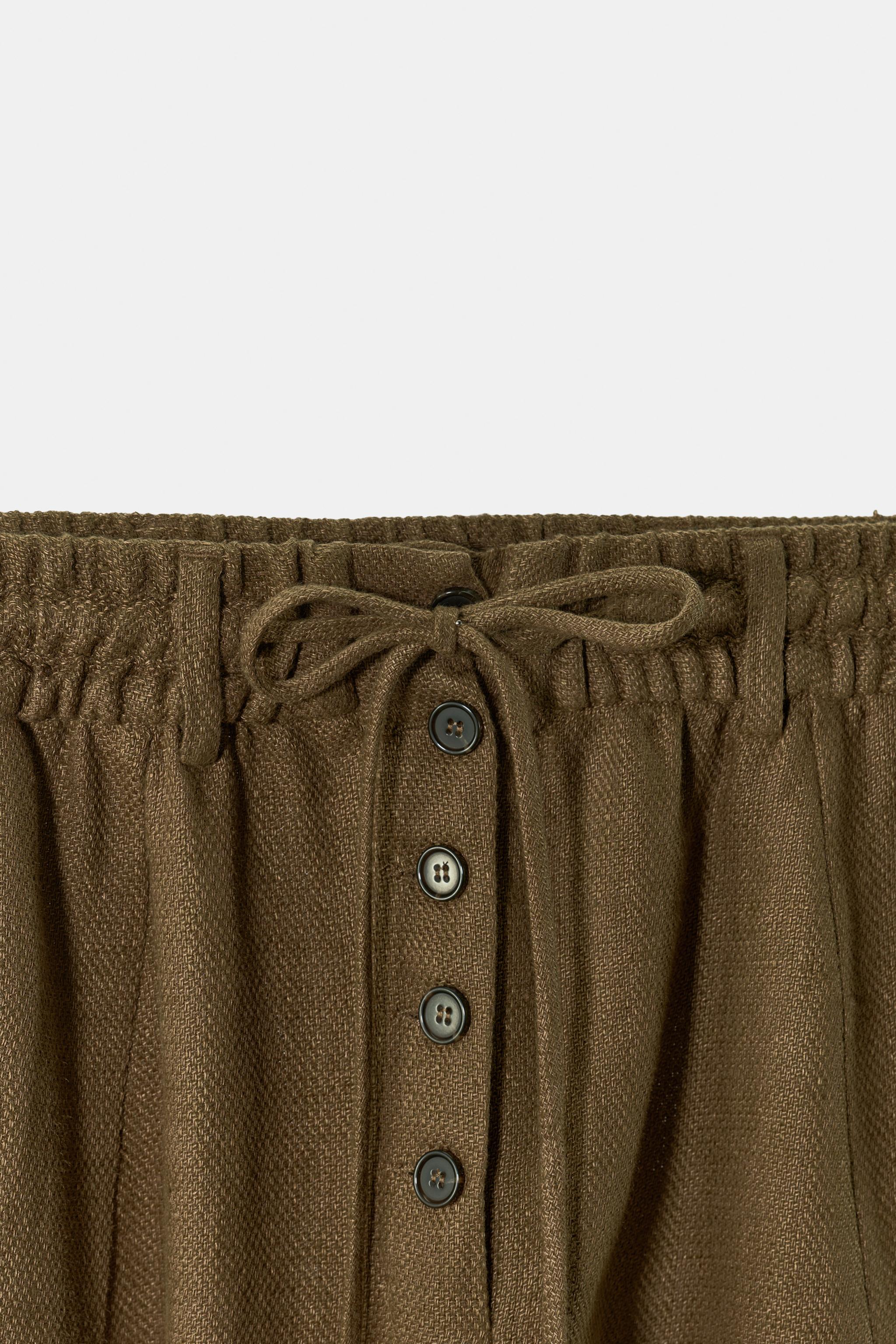 LINEN BLEND BAGGY PANTS