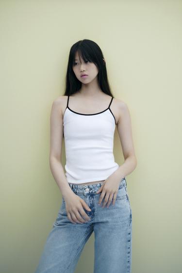コントラストトリムTシャツホワイトZaraのコントラストトリムTシャツ - ホワイト 