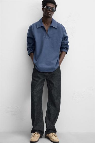 WASHED SMOCK OVERSHIRT - Light indigo by Zara