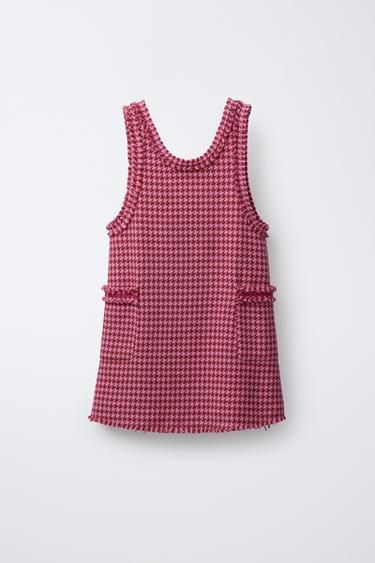 TEXTURED FRAYED PINAFORE DRESS - Pink by Zara