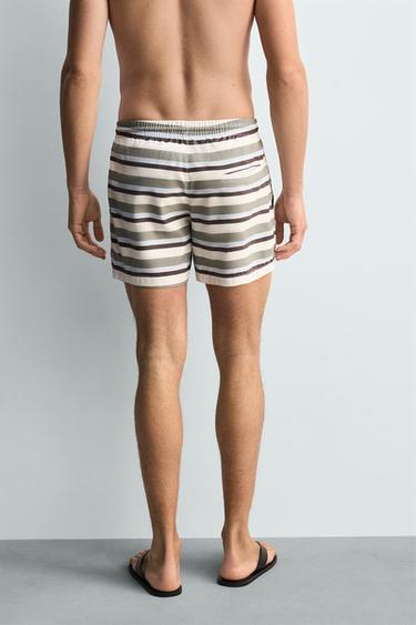 STRIPED MID-LENGTH SWIMMING TRUNKS - Multicoloured by Zara - Image 2