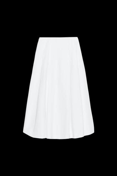 FALDA MIDI PLIEGUES - Blanco de Zara