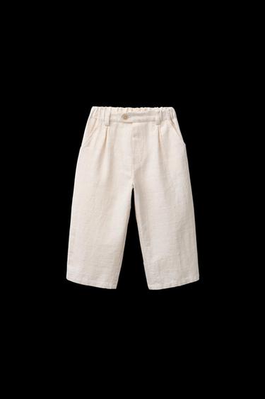 Zara TEXTURED STRAIGHT LEG PANTS - Light beige - Image 0