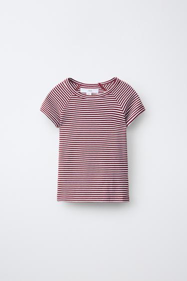 STRIPED COTTON BLEND AND MODAL T-SHIRT - Stripes by Zara