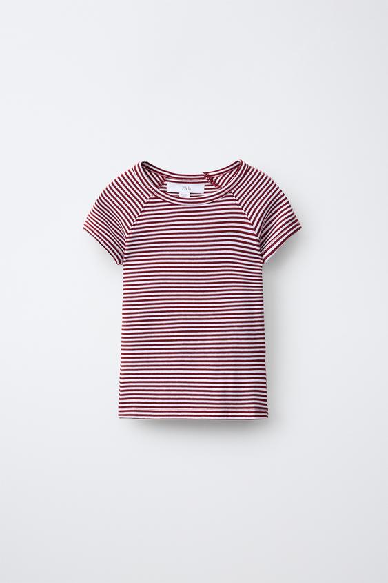 CAMISETA RAYAS CON ALGODÓN Y MODAL - Rayas de Zara - Imagen 0