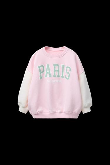 RAISED SLOGAN PRINT SWEATSHIRT - Pink by Zara - Image 0