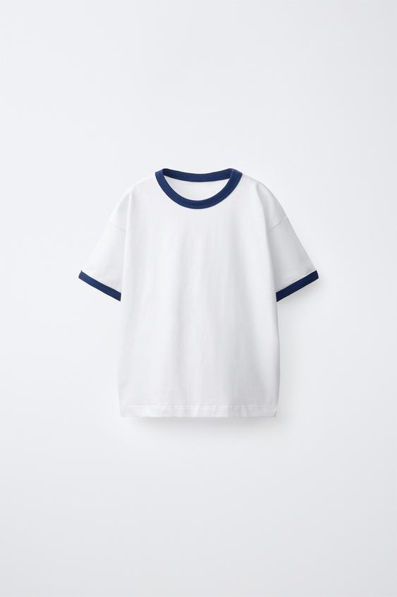 CAMISETA VIVOS CONTRASTE - Azul de Zara - Imagen 0