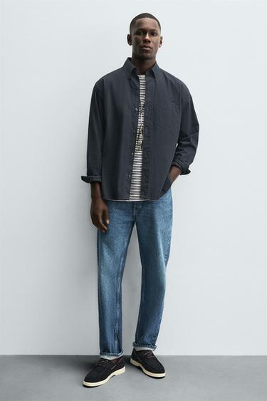 CASUAL LEATHER DECK SHOES - Blue by Zara - Image 1