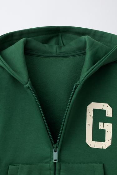 SWEAT À CAPUCHE JOGGING LETTRE - VERT de Zara - Image 2