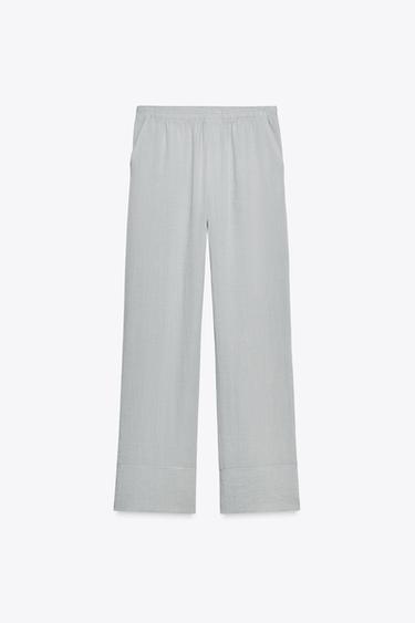 PYJAMA-STYLE TROUSERS - Pearl marl by Zara