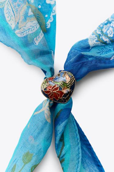 BANDANA IMPRIMÉ PIÈCE CŒUR - Bleu de Zara - Image 2